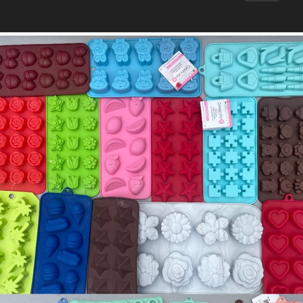 14 pc Silicone candy baking soap chocolate wax molds bundle